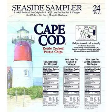 Cape Cod Potato Chips, Reduced Fat Kettle Cooked, Seaside Sampler (24 Count) Variety Pack