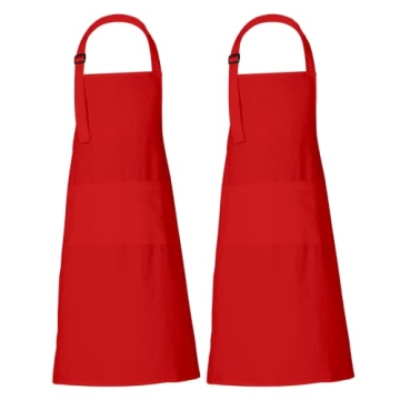 RAJRANG Red Chef Apron - Pack of 2 Cotton Cooking Gear