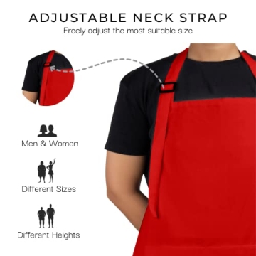 RAJRANG Red Chef Apron - Pack of 2 Cotton Cooking Gear