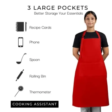 RAJRANG Red Chef Apron - Pack of 2 Cotton Cooking Gear
