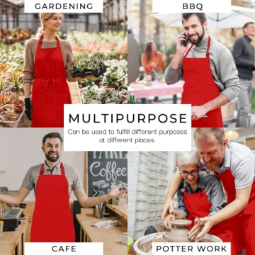 RAJRANG Red Chef Apron - Pack of 2 Cotton Cooking Gear