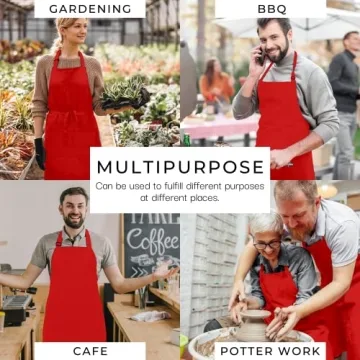 RAJRANG Red Chef Apron - Pack of 2 Cotton Cooking Gear