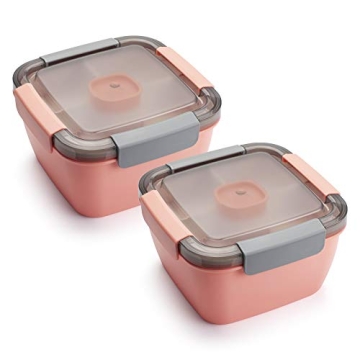 Freshmage Salad Lunch Container To Go - 2 Packs, 3 Compartment Salad Bowls