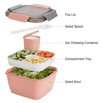 Freshmage Salad Container 2 Packs with 3 Compartments