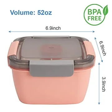 Freshmage Salad Container 2 Packs with 3 Compartments