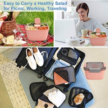 Freshmage Salad Container 2 Packs with 3 Compartments