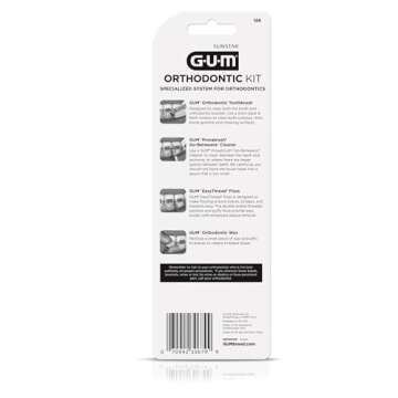 GUM Orthodontic Kit – Orthodontic Toothbrush, 3 Proxabrush Sizes and Shred-Resistant EasyThread Floss, and Mint Ortho Wax