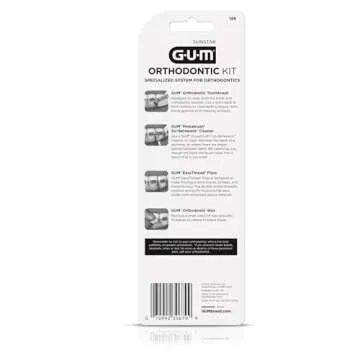 GUM Orthodontic Kit – Orthodontic Toothbrush, 3 Proxabrush Sizes and Shred-Resistant EasyThread Floss, and Mint Ortho Wax