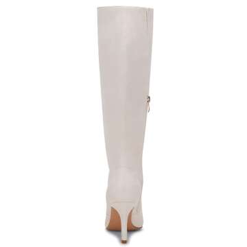 Womens Pointed Toe Knee High Boots Heels Faux Leather Suede Side Zipper Stretch Winter Boots 8.5