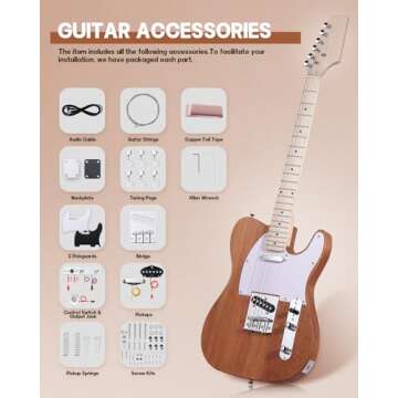 Leo Jaymz DIY TL Style Electric Guitar Kits with Mahogany Body and Maple Neck - All Components Inclu...