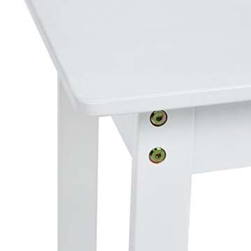 Amazon Basics Kids Solid Wood Table and 2 Chair, 3 Piece Set, White