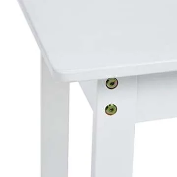 Amazon Basics Kids Solid Wood Table and 2 Chair, 3 Piece Set, White