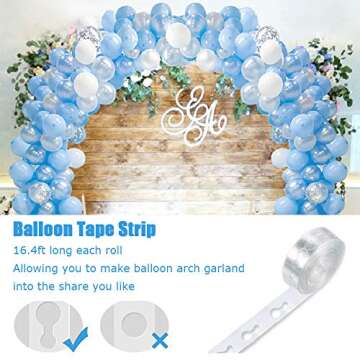 Balloon Garland Arch Kit 16Ft Long Ice Snow Blue White Silver Latex Balloons Pack for Wedding Birthday Baby Shower Bachelorette Party Backdrop Decorations