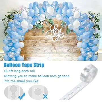 Balloon Garland Arch Kit 16Ft Long Ice Snow Blue White Silver Latex Balloons Pack for Wedding Birthday Baby Shower Bachelorette Party Backdrop Decorations