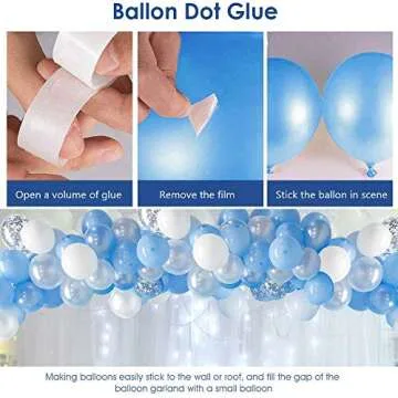 Balloon Garland Arch Kit 16Ft Long Ice Snow Blue White Silver Latex Balloons Pack for Wedding Birthday Baby Shower Bachelorette Party Backdrop Decorations