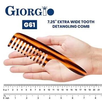Giorgio G61 Extra Wide Tooth Detangler Comb for All Hair Types