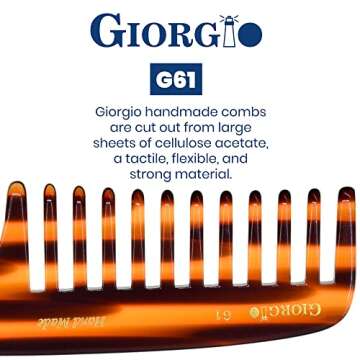 Giorgio G61 Extra Wide Tooth Detangler Comb for All Hair Types