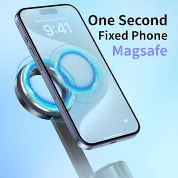 Vimitty for MagSafe Tripod for iPhone 64 Selfie Stick Tripod Phone with Metal Ring and Remote, Phone Tripod for Video Recording, Cell Phone Tripod Mount Stand for Cellphone