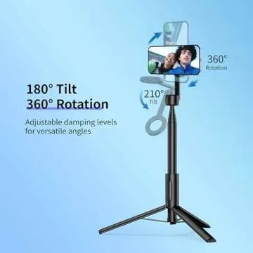 Vimitty for MagSafe Tripod for iPhone 64 Selfie Stick Tripod Phone with Metal Ring and Remote, Phone Tripod for Video Recording, Cell Phone Tripod Mount Stand for Cellphone