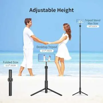Vimitty for MagSafe Tripod for iPhone 64 Selfie Stick Tripod Phone with Metal Ring and Remote, Phone Tripod for Video Recording, Cell Phone Tripod Mount Stand for Cellphone