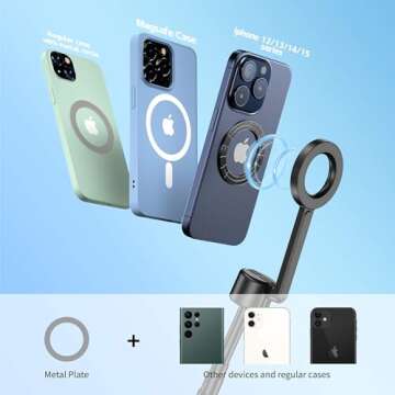 Vimitty for MagSafe Tripod for iPhone 64 Selfie Stick Tripod Phone with Metal Ring and Remote, Phone Tripod for Video Recording, Cell Phone Tripod Mount Stand for Cellphone