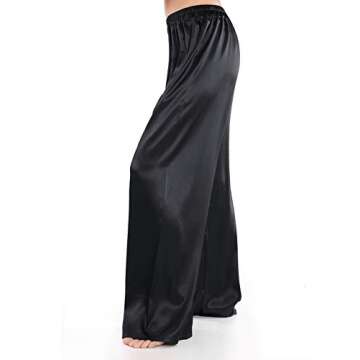 Wantschun Womens Wide Leg Pajama Pants Satin Silk Casual Loose Elastic Waist Lounge Pants Pj Bottoms...