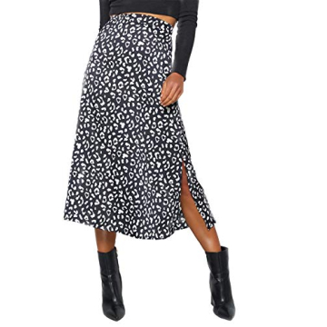 LYANER Women's Leopard Print High Waist Zipper Midi Skirt - Sexy & Casual