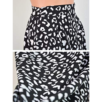 LYANER Leopard Print High Waist Zipper Midi Skirt Black