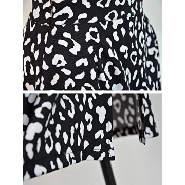 LYANER Leopard Print High Waist Zipper Midi Skirt Black