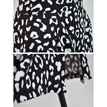 LYANER Leopard Print High Waist Zipper Midi Skirt Black