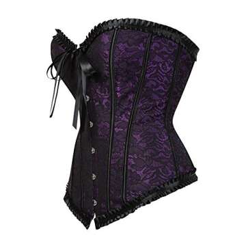 Grebrafan Plus Size Renaissance Corset Bustier Bodyshaper Top (US(10-12) XL, Purple)