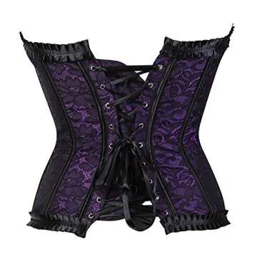 Grebrafan Plus Size Renaissance Corset Bustier Bodyshaper Top (US(10-12) XL, Purple)