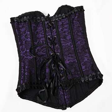 Grebrafan Plus Size Renaissance Corset Bustier Bodyshaper Top (US(10-12) XL, Purple)