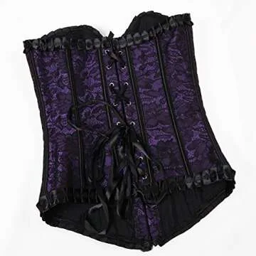Grebrafan Plus Size Renaissance Corset Bustier Bodyshaper Top (US(10-12) XL, Purple)
