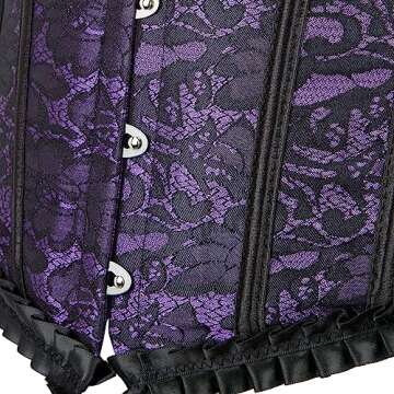 Grebrafan Plus Size Renaissance Corset Bustier Bodyshaper Top (US(10-12) XL, Purple)