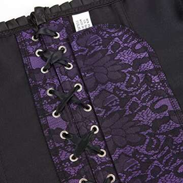 Grebrafan Plus Size Renaissance Corset Bustier Bodyshaper Top (US(10-12) XL, Purple)