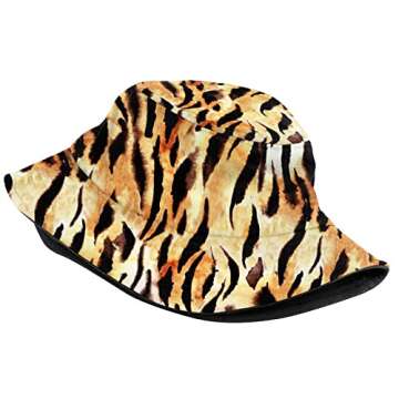 Tiger Print Animal Skin Abstract Bucket Hat Sun Beach Packable Fisherman Cap for Women Men Summer Ou...