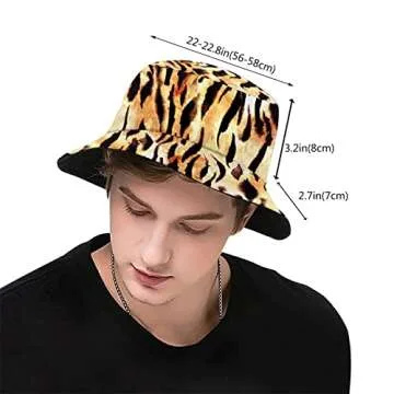 Tiger Print Animal Skin Abstract Bucket Hat Sun Beach Packable Fisherman Cap for Women Men Summer Outdoor Hiking