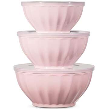Godinger Mixing Bowls with Lids, Plastic Nesting Bowls Set for Storage, Microwave Safe, 3 Bowls 3 Lids