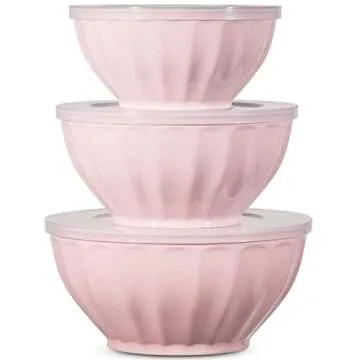 Godinger Mixing Bowls with Lids, Plastic Nesting Bowls Set for Storage, Microwave Safe, 3 Bowls 3 Lids