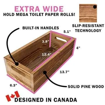 Rustic Home Decor Box - Toilet Paper Holder, Caddy Organizer for Masks, or Farmhouse Kitchen Utensil Holder Caddy, DIY Wood Box for Toilet Tank Tray, Bathroom Decor Box