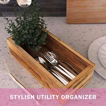 Rustic Home Decor Box - Toilet Paper Holder, Caddy Organizer for Masks, or Farmhouse Kitchen Utensil Holder Caddy, DIY Wood Box for Toilet Tank Tray, Bathroom Decor Box