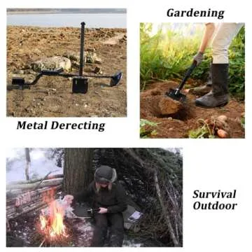 IUNIO Survival Off-Roading Tool Kit, Folding Shovel, Camping Axe, Multitool, Pickaxe, with Carrying Bag, for Outdoor, Car Emergency (Upgrade Black)