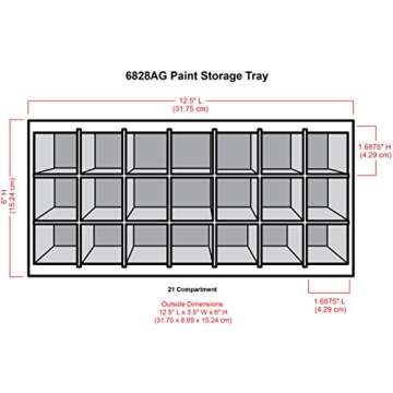 ArtBin 6828AG Paint Storage Tray, Art & Craft Supply Storage, Super Satchel System Accessory, Wall Mountable 21 Compartment Paint Organizer, White