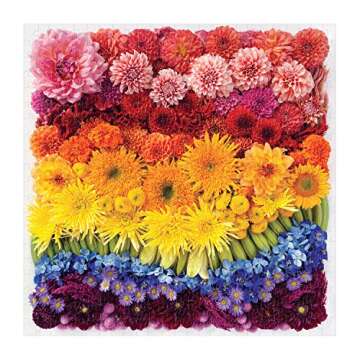 Galison Rainbow Flowers Jigsaw Puzzle, 500 Pieces, 20”x20” – Features an Array of Flowers and Petals in a Mesmerizing Rainbow of Color – Challenging, Perfect for Family Fun – Fun Indoor Activity