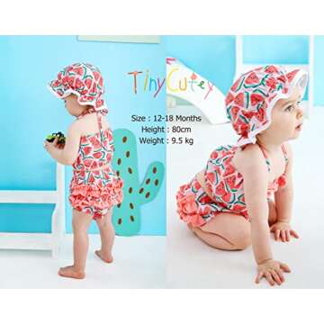 Tiny Cutey Infant Baby Girl Bikini Swimsuit Sunflower 2 Piece Bathing Suit Halter Top Bikini Bottoms Swimming Suit (Pink-Watermelon, 3-6 Months)