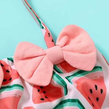 Tiny Cutey Infant Baby Girl Bikini Swimsuit Sunflower 2 Piece Bathing Suit Halter Top Bikini Bottoms Swimming Suit (Pink-Watermelon, 3-6 Months)