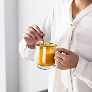 Colorful Double Walled Glass Coffee Mug Set of 4