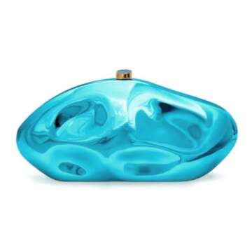 Acrylic Shell Clutch Purse for Women Blue Metallic Bag Unique Large Designer Acrylic Evening Handbag...