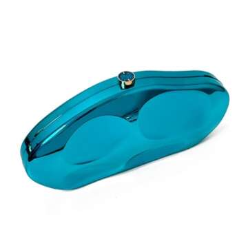 Acrylic Shell Clutch Purse for Women Blue Metallic Bag Unique Large Designer Acrylic Evening Handbag for Wedding Party Prom